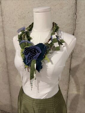 Handmade Textile Statement Necklace Boho Eclectic